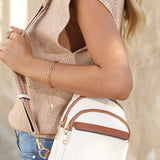 Chic white street style sling bag for a modern look
