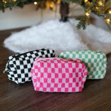 Knitted Checkered Makeup Bag