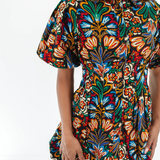 Boho Floral Bubble Sleeve Dress