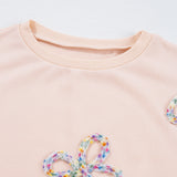 Light Pink Bow Lantern Sleeve Sweatshirt