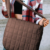 Beige Quilted Large Shoulder Bag