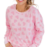 Pink Plus Size Heart Checkered Sweater