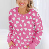 Pink Plus Size Heart Checkered Sweater
