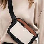 Stylish white color block crossbody bag with chic design
