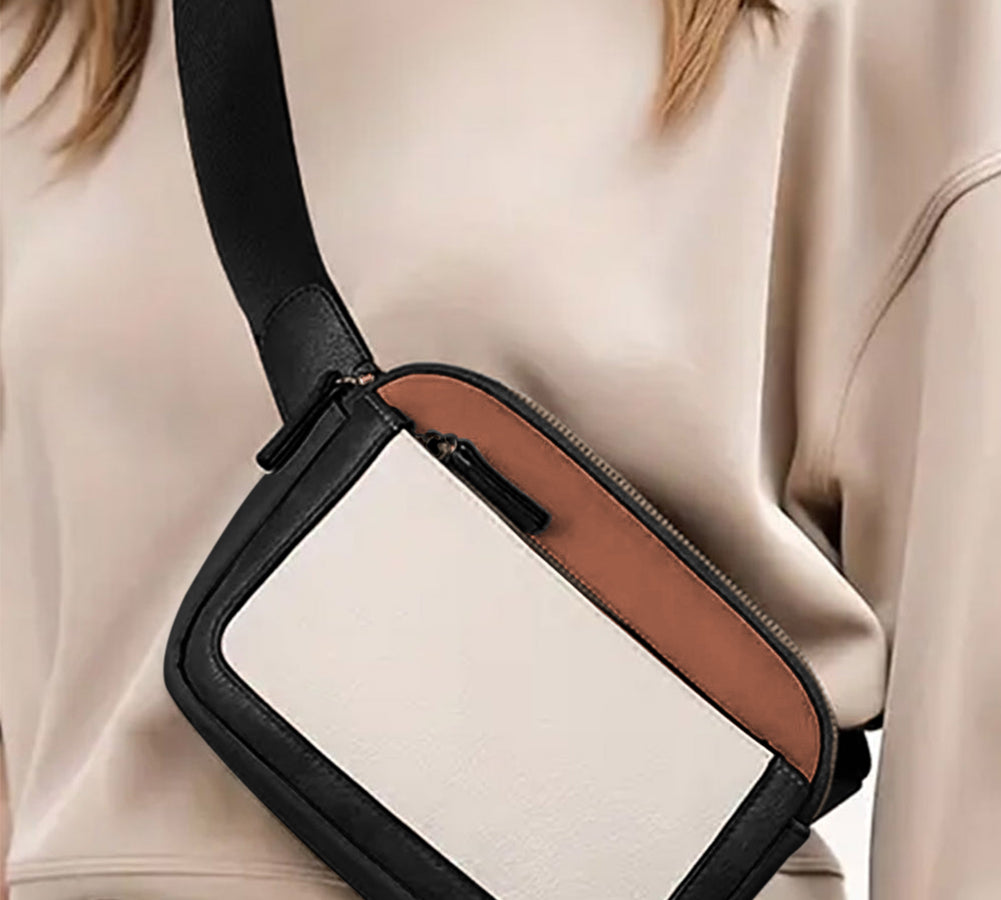Stylish white color block crossbody bag with chic design