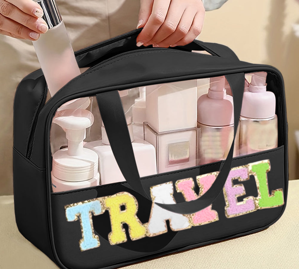 Durable and stylish black travel makeup organizer bag