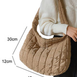 Beige Quilted Large Shoulder Bag