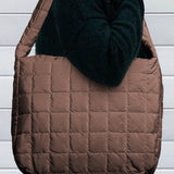 Beige Quilted Large Shoulder Bag