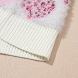 Pink Heart Leopard Print Sweater