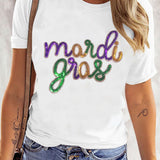 White Sequin Mardi Gras Tee
