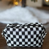 Knitted Checkered Makeup Bag
