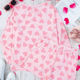 Pink Plus Size Heart Checkered Sweater