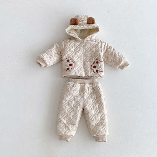 Winter Infant Baby Teddy Paws Pattern Long Sleeves Coat With Thick